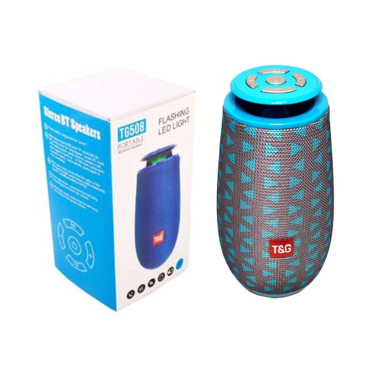 T&G PORTABLE BLUETOOTH SPEAKER TG-508 TF/AUX/FM/U DISK/HANDS-FREE CALL SILVER BLUE